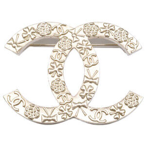 CHANEL Chanel Excellent Condition 08A Multi-Icon Coco Mark Brooch Light Gold ...